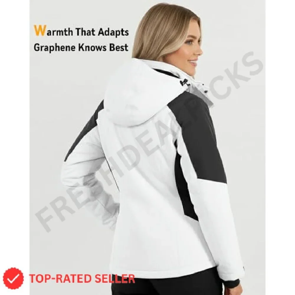 Graphene Heated Jacket Fast Charge Water Repellent Winter Casual Chic